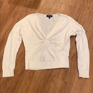 Express white front twist sweater